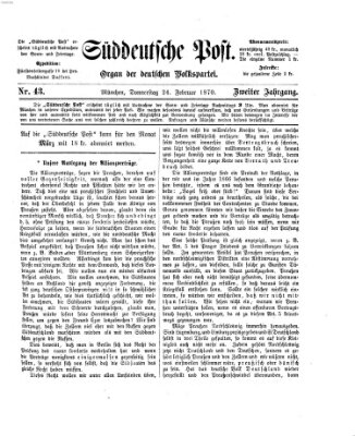 Süddeutsche Post Donnerstag 24. Februar 1870