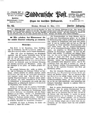 Süddeutsche Post Mittwoch 23. März 1870