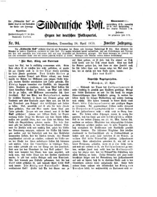 Süddeutsche Post Donnerstag 28. April 1870