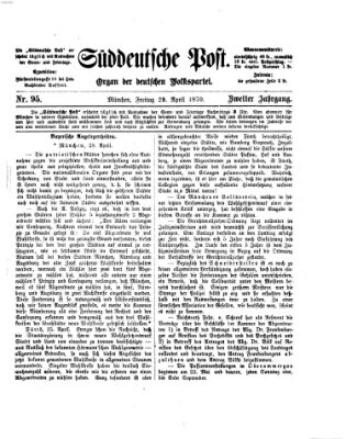 Süddeutsche Post Freitag 29. April 1870