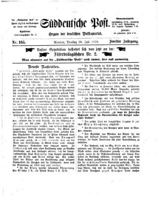 Süddeutsche Post Dienstag 26. Juli 1870