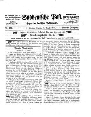 Süddeutsche Post Dienstag 9. August 1870