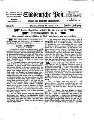 Süddeutsche Post Mittwoch 10. August 1870