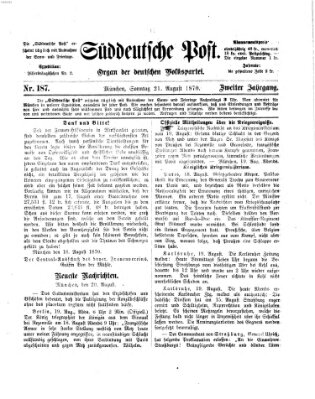 Süddeutsche Post Sonntag 21. August 1870