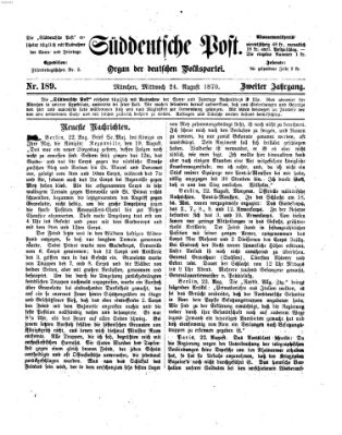 Süddeutsche Post Mittwoch 24. August 1870