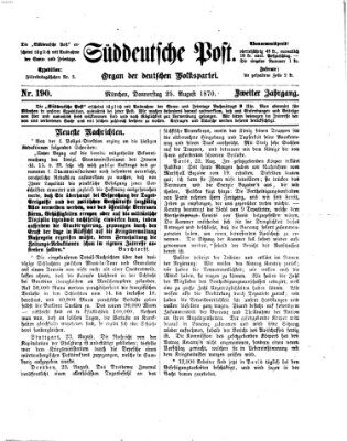 Süddeutsche Post Donnerstag 25. August 1870