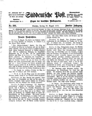 Süddeutsche Post Freitag 26. August 1870