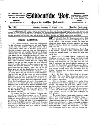 Süddeutsche Post Samstag 27. August 1870