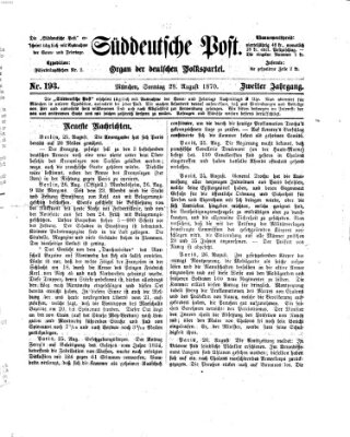 Süddeutsche Post Sonntag 28. August 1870