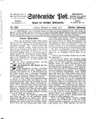 Süddeutsche Post Mittwoch 31. August 1870