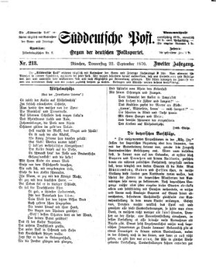 Süddeutsche Post Donnerstag 22. September 1870