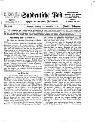 Süddeutsche Post Sonntag 25. September 1870