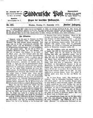 Süddeutsche Post Dienstag 27. September 1870