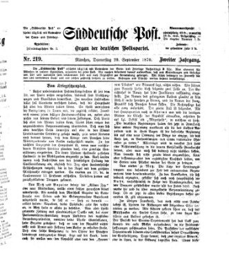 Süddeutsche Post Donnerstag 29. September 1870