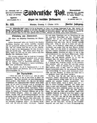 Süddeutsche Post Sonntag 2. Oktober 1870