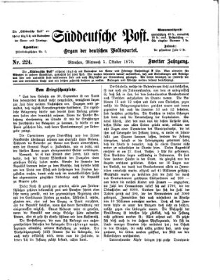 Süddeutsche Post Mittwoch 5. Oktober 1870