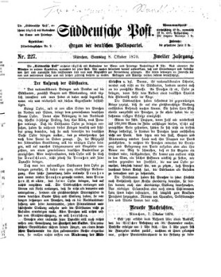 Süddeutsche Post Samstag 8. Oktober 1870