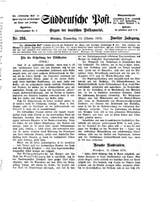 Süddeutsche Post Donnerstag 13. Oktober 1870