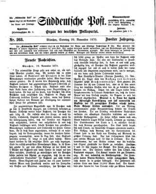 Süddeutsche Post Sonntag 20. November 1870