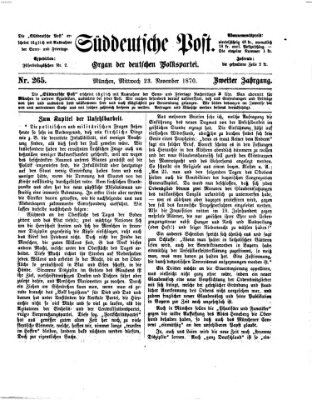 Süddeutsche Post Mittwoch 23. November 1870