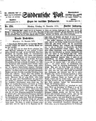 Süddeutsche Post Dienstag 29. November 1870