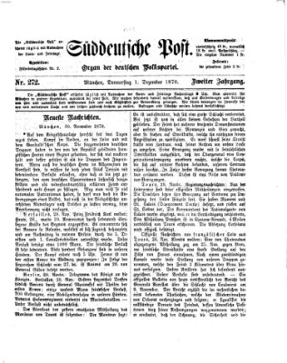 Süddeutsche Post Donnerstag 1. Dezember 1870