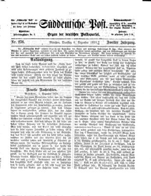 Süddeutsche Post Dienstag 6. Dezember 1870