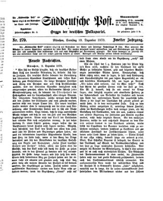 Süddeutsche Post Samstag 10. Dezember 1870