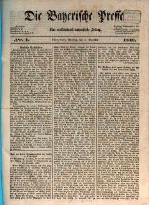 Die Bayerische Presse Samstag 1. Dezember 1849