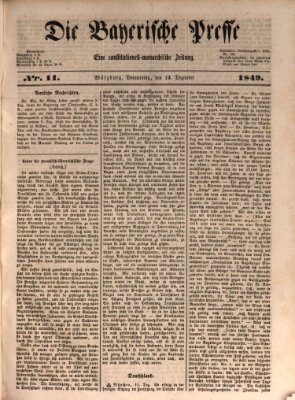 Die Bayerische Presse Donnerstag 13. Dezember 1849