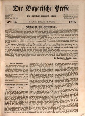Die Bayerische Presse Freitag 14. Dezember 1849