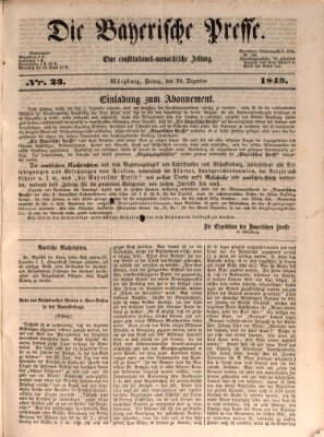 Die Bayerische Presse Freitag 28. Dezember 1849