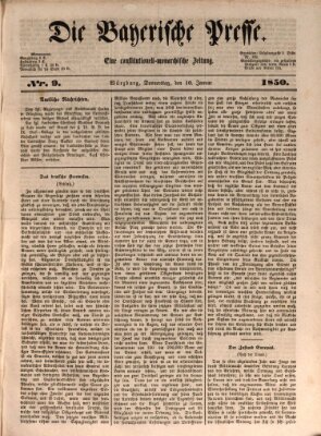 Die Bayerische Presse Donnerstag 10. Januar 1850