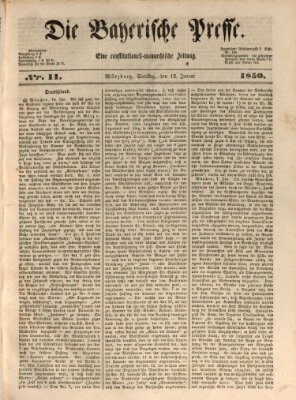 Die Bayerische Presse Samstag 12. Januar 1850