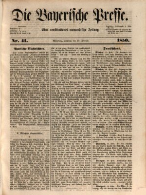 Die Bayerische Presse Samstag 16. Februar 1850