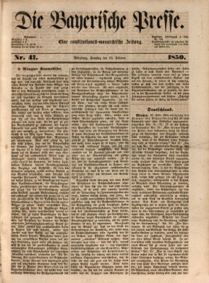 Die Bayerische Presse Samstag 23. Februar 1850