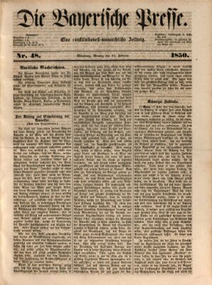 Die Bayerische Presse Montag 25. Februar 1850