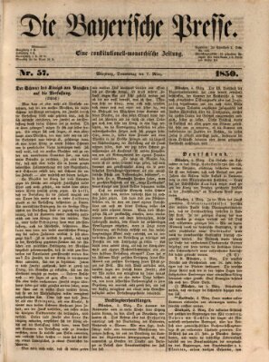 Die Bayerische Presse Donnerstag 7. März 1850