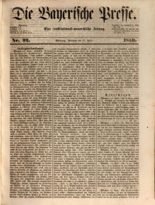 Die Bayerische Presse Mittwoch 17. April 1850