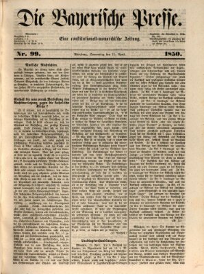 Die Bayerische Presse Donnerstag 25. April 1850