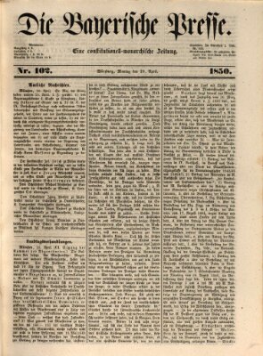 Die Bayerische Presse Montag 29. April 1850