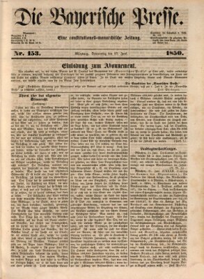 Die Bayerische Presse Donnerstag 27. Juni 1850