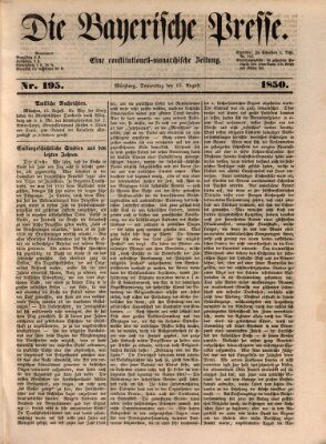 Die Bayerische Presse Donnerstag 15. August 1850