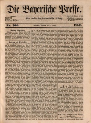 Die Bayerische Presse Mittwoch 21. August 1850