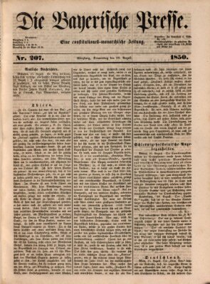 Die Bayerische Presse Donnerstag 29. August 1850