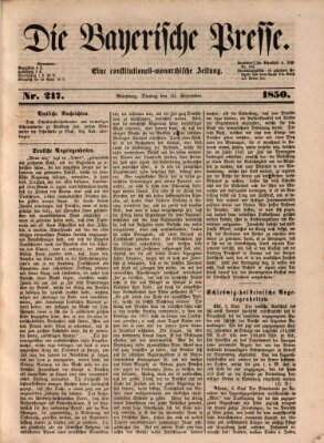 Die Bayerische Presse Dienstag 10. September 1850