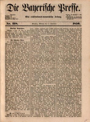 Die Bayerische Presse Mittwoch 11. September 1850