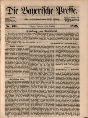 Die Bayerische Presse Donnerstag 26. September 1850