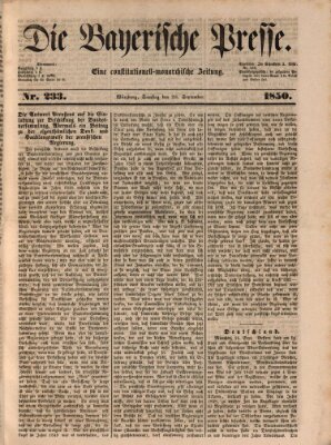 Die Bayerische Presse Samstag 28. September 1850