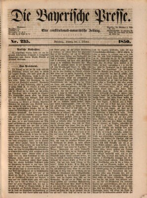 Die Bayerische Presse Dienstag 1. Oktober 1850